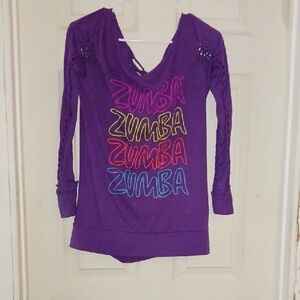 Zumba Fitness Womens Colorful Graphic Long Sleeve Tee